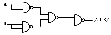 NOR Gate Symbol Using NAND Gate-SemiBD